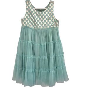 Cupcakes & Pastries Tiered Tulle Dress with Gold Polka Dots 2T